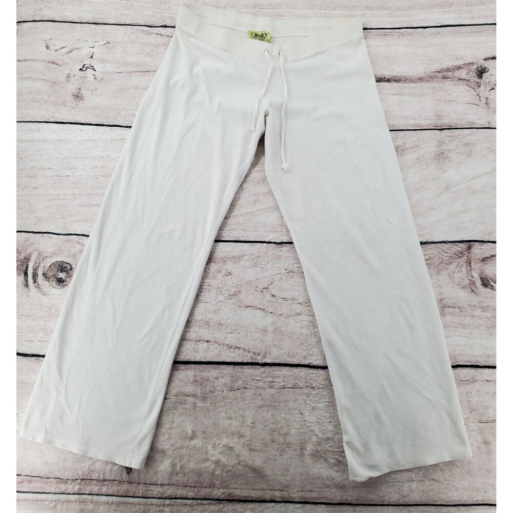 Vintage Juicy Couture Womens Large 29 Cream Velour Track Pants Sweats Lounge y2k